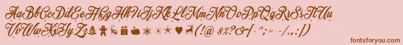 Merrychristmasstar-Schriftart – Braune Schriften auf rosa Hintergrund