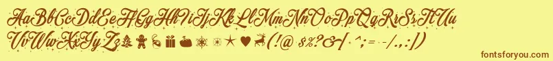 Merrychristmasstar Font – Brown Fonts on Yellow Background