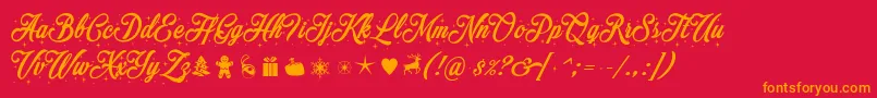 Merrychristmasstar Font – Orange Fonts on Red Background