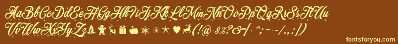 Merrychristmasstar Font – Yellow Fonts on Brown Background