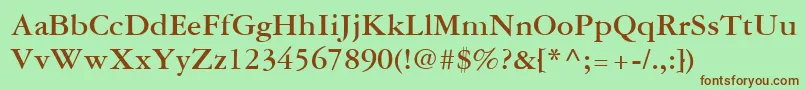 Шрифт GaramondThreeLtBold – коричневые шрифты на зелёном фоне
