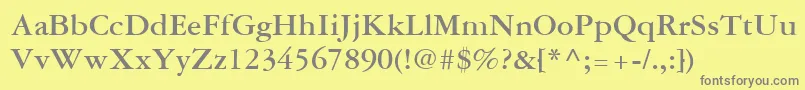 フォントGaramondThreeLtBold – 黄色の背景に灰色の文字