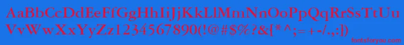 GaramondThreeLtBold Font – Red Fonts on Blue Background