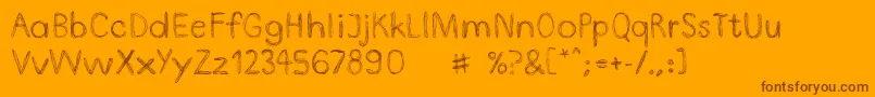 DoodlepenLimited-Schriftart – Braune Schriften auf orangefarbenem Hintergrund