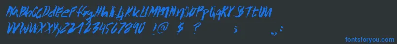 Wolvos-Schriftart – Blaue Schriften auf schwarzem Hintergrund