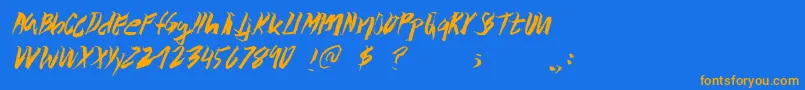 Wolvos Font – Orange Fonts on Blue Background