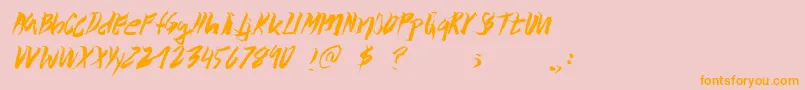Wolvos-Schriftart – Orangefarbene Schriften auf rosa Hintergrund