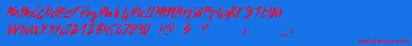 Wolvos Font – Red Fonts on Blue Background