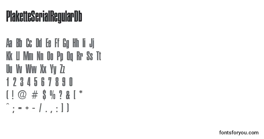 Шрифт PlaketteSerialRegularDb – алфавит, цифры, специальные символы