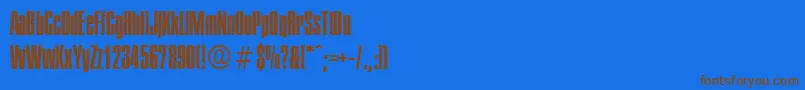 フォントPlaketteSerialRegularDb – 茶色の文字が青い背景にあります。