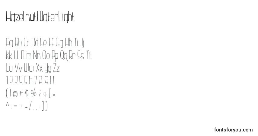 HazelnutWaterLight-fontti – aakkoset, numerot, erikoismerkit