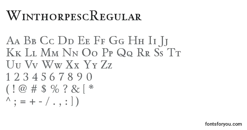 Czcionka WinthorpescRegular – alfabet, cyfry, specjalne znaki
