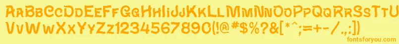 WaverlyMf-Schriftart – Orangefarbene Schriften auf gelbem Hintergrund