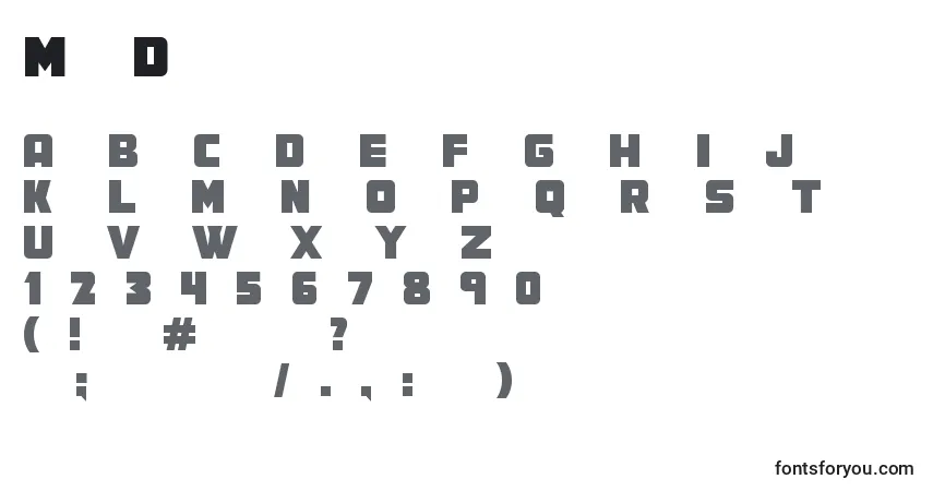 A fonte MefDisplay – alfabeto, números, caracteres especiais