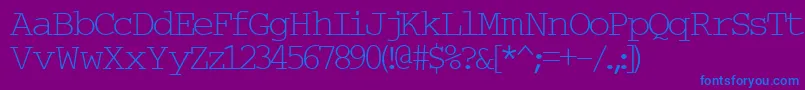 Typew6-Schriftart – Blaue Schriften auf violettem Hintergrund