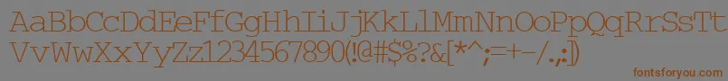 フォントTypew6 – 茶色の文字が灰色の背景にあります。