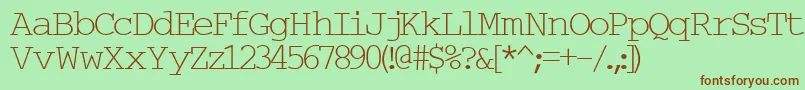 フォントTypew6 – 緑の背景に茶色のフォント