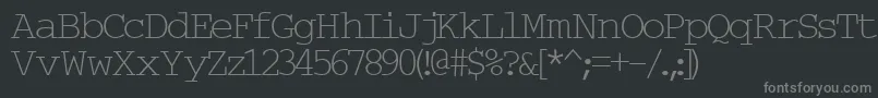 Typew6-fontti – harmaat kirjasimet mustalla taustalla