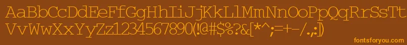 Typew6-Schriftart – Orangefarbene Schriften auf braunem Hintergrund