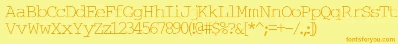 Typew6-Schriftart – Orangefarbene Schriften auf gelbem Hintergrund