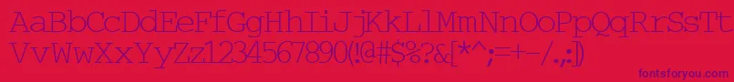 Typew6-Schriftart – Violette Schriften auf rotem Hintergrund