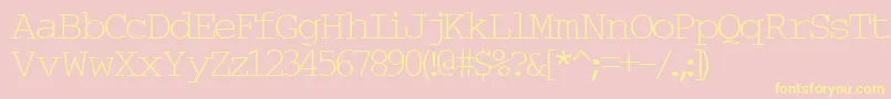Typew6-Schriftart – Gelbe Schriften auf rosa Hintergrund