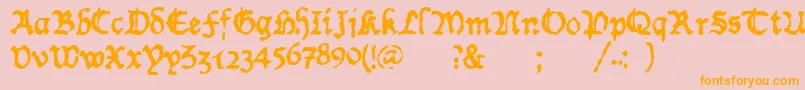 Wornmss-Schriftart – Orangefarbene Schriften auf rosa Hintergrund