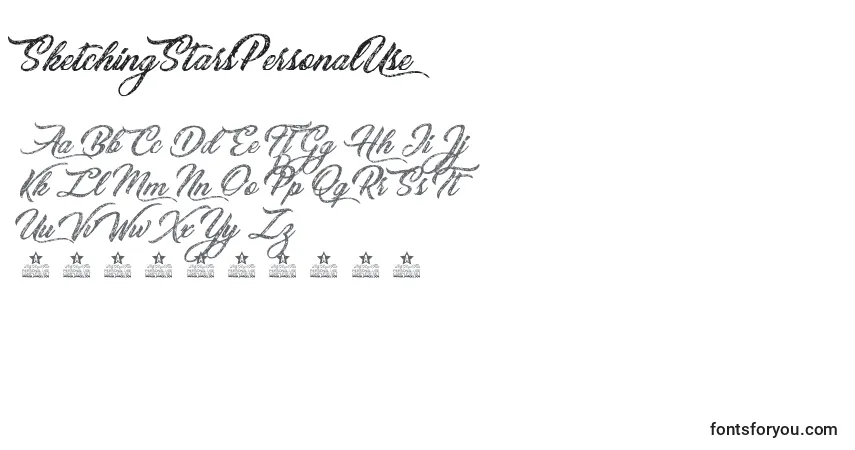 Schriftart SketchingStarsPersonalUse – Alphabet, Zahlen, spezielle Symbole