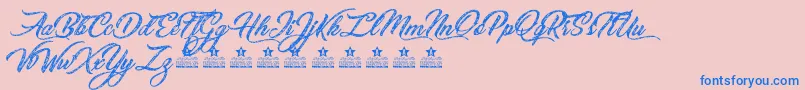 SketchingStarsPersonalUse Font – Blue Fonts on Pink Background
