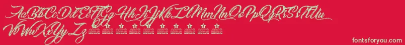 SketchingStarsPersonalUse Font – Green Fonts on Red Background