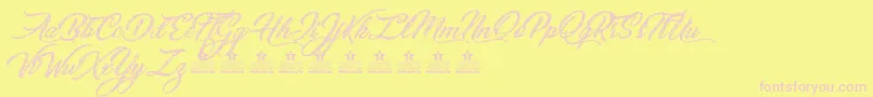SketchingStarsPersonalUse-Schriftart – Rosa Schriften auf gelbem Hintergrund