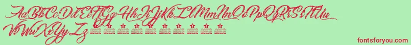 SketchingStarsPersonalUse Font – Red Fonts on Green Background