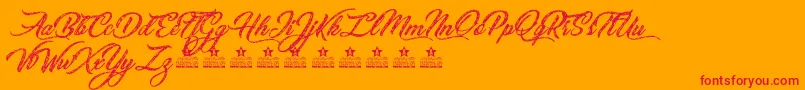 SketchingStarsPersonalUse Font – Red Fonts on Orange Background