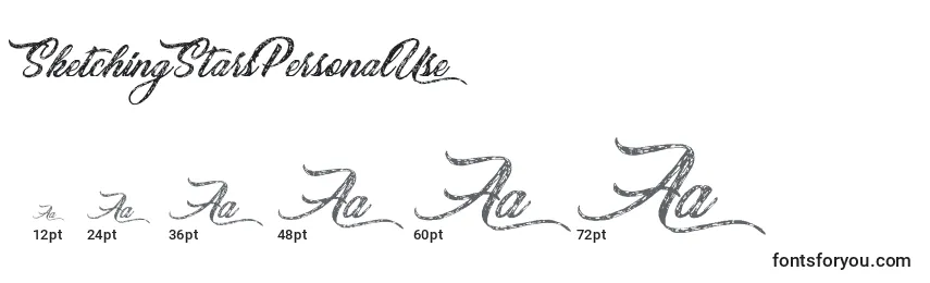 SketchingStarsPersonalUse Font Sizes