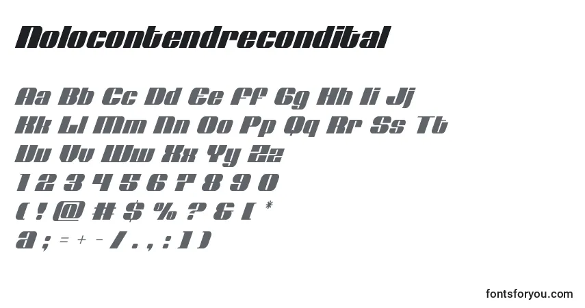 A fonte Nolocontendrecondital – alfabeto, números, caracteres especiais