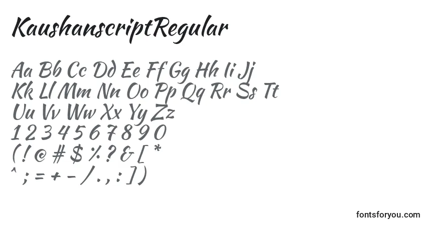 Шрифт KaushanscriptRegular (46406) – алфавит, цифры, специальные символы