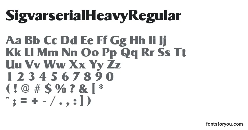 A fonte SigvarserialHeavyRegular – alfabeto, números, caracteres especiais