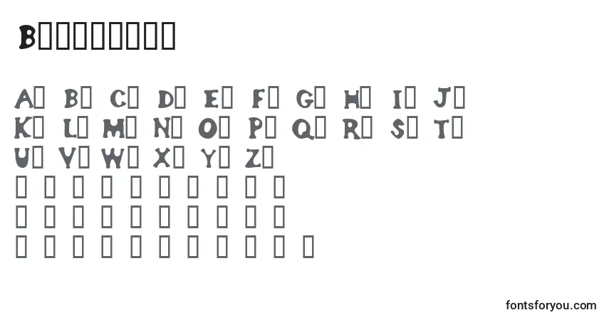 A fonte Bodypump1 – alfabeto, números, caracteres especiais