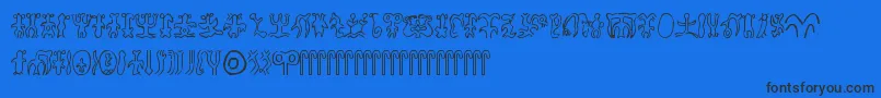 Fonte Rongorongo – fontes pretas em um fundo azul