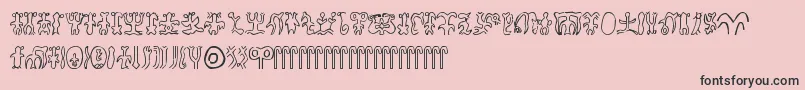 Rongorongo-Schriftart – Schwarze Schriften auf rosa Hintergrund