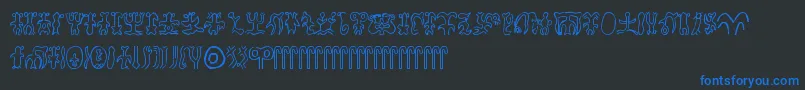 フォントRongorongo – 黒い背景に青い文字