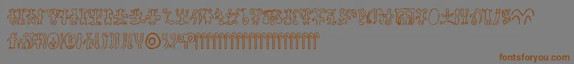 Rongorongo-Schriftart – Braune Schriften auf grauem Hintergrund