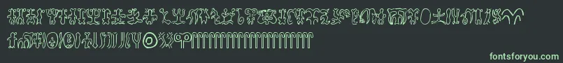 フォントRongorongo – 黒い背景に緑の文字