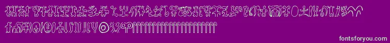 Rongorongo Font – Green Fonts on Purple Background