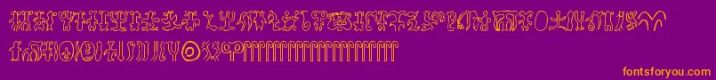 Rongorongo-fontti – oranssit fontit violetilla taustalla