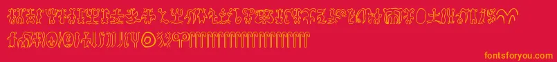 Rongorongo Font – Orange Fonts on Red Background