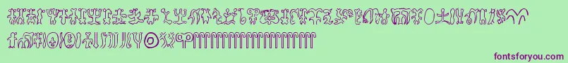 Rongorongo-Schriftart – Violette Schriften auf grünem Hintergrund