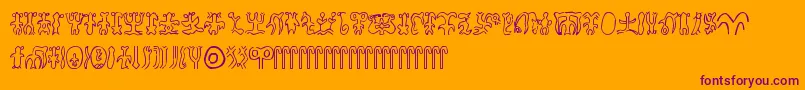 Rongorongo Font – Purple Fonts on Orange Background