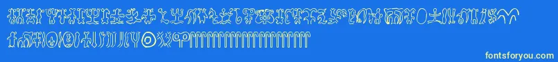 Fonte Rongorongo – fontes amarelas em um fundo azul