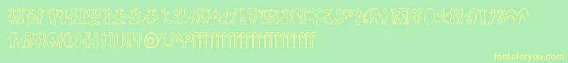 フォントRongorongo – 黄色の文字が緑の背景にあります